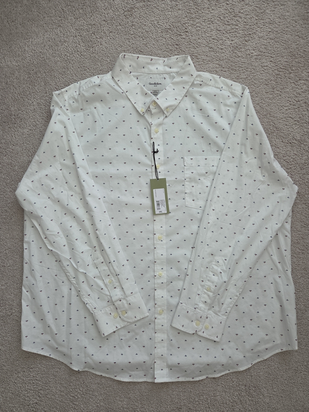 Goodfellow & Co White Button-Down Shirt with Tiny Navy Micro Print